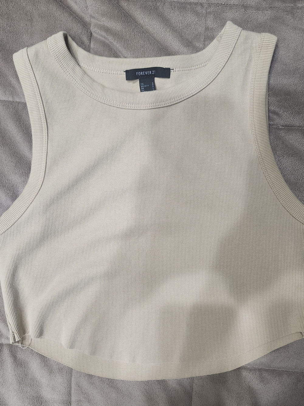 Forever 21 Beige Ribbed Crop Tank
